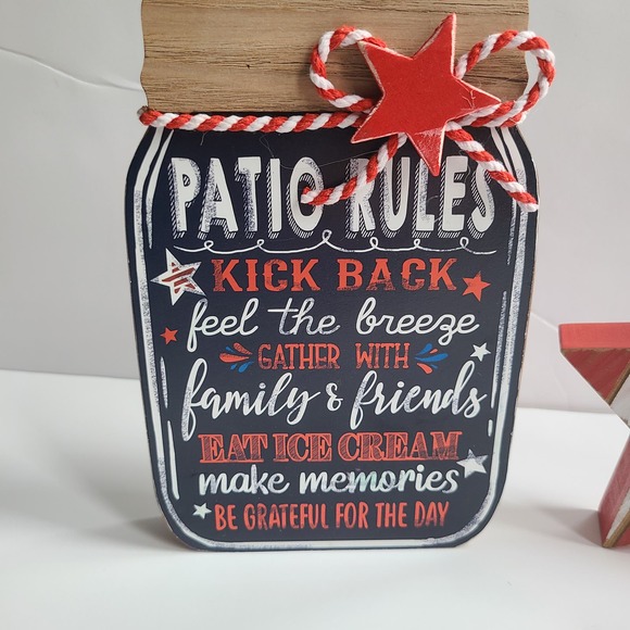 Patriotic Home Decor - Patio Rules and Wooden Star Pieces - Picture 2 of 3